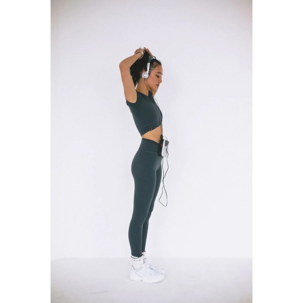 Aria Allure Cross Front Leggings in Slate Grey Size Medium